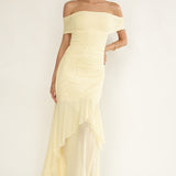 Kiarna Off-Shoulder Mesh Maxi Dress Butter