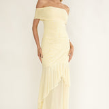 Kiarna Off-Shoulder Mesh Maxi Dress Butter