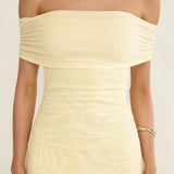 Kiarna Off-Shoulder Mesh Maxi Dress Butter
