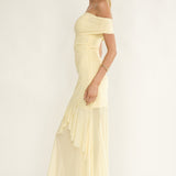 Kiarna Off-Shoulder Mesh Maxi Dress Butter