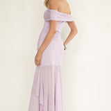 Kiarna Off-Shoulder Mesh Maxi Dress Lilac