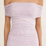Kiarna Off-Shoulder Mesh Maxi Dress Lilac