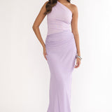 Divina One-Shoulder Gathered Waist Maxi Dress Lilac