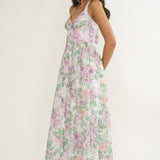 Florent Sweetheart Halterneck Maxi Dress Lace Lilac
