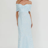 Fairytales Off-Shoulder Jacquard Maxi Dress Blue