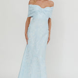 Fairytales Off-Shoulder Jacquard Maxi Dress Blue