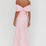 Fairytales Off-Shoulder Jacquard Maxi Dress Pink