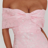 Fairytales Off-Shoulder Jacquard Maxi Dress Pink