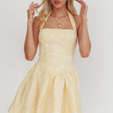 Serrah Halter Mini Dress Jacquard Butter
