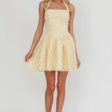 Serrah Halter Mini Dress Jacquard Butter