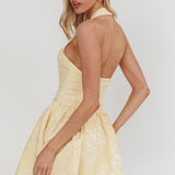 Serrah Halter Mini Dress Jacquard Butter