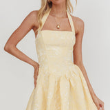 Serrah Halter Mini Dress Jacquard Butter