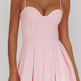 Kearsy Box Pleat Sweetheart Neckline Midi Dress Pink