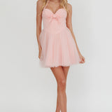 Princessa Sweetheart Neckline Halter Mini Dress Pink