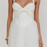 Princessa Sweetheart Neckline Halter Mini Dress White