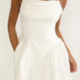 Wilder Oversized Back Bow Mini Dress White