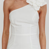 Dena One-Shoulder Frill Hem Maxi Dress White