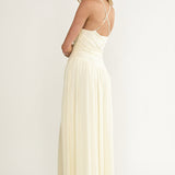 Brighten Drop Waist Flower Accent Maxi Dress Butter