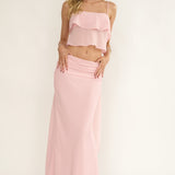 Serrita Gathered Waist Maxi Skirt Blush