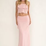 Serrita Gathered Waist Maxi Skirt Blush