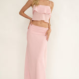 Serrita Gathered Waist Maxi Skirt Blush