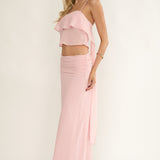 Serrita Gathered Waist Maxi Skirt Blush