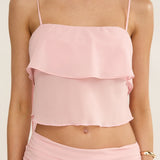Serrita Tiered Ruffle Cami Top Blush