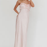 Caryn Frill Trim Maxi Dress Pink