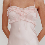Caryn Frill Trim Maxi Dress Pink