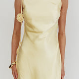 Collecting Memories Backless Rosette String Mini Dress Butter