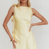 Collecting Memories Backless Rosette String Mini Dress Butter