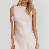 Collecting Memories Backless Rosette String Mini Dress Pink