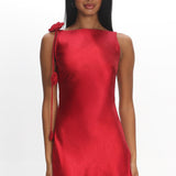 Collecting Memories Backless Rosette String Mini Dress Red