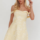 Mikado Off-Shoulder Foldover Mini Dress Jacquard Butter