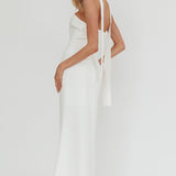 Selora Strapless Ruffle Maxi Dress White