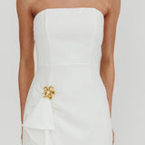 Selora Strapless Ruffle Maxi Dress White