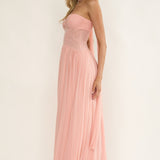 Annita Sheer Waist Maxi Dress Blush