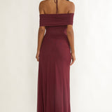 Carielle Off-Shoulder Halter Maxi Dress Wine