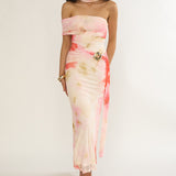 Carrisa One-Sleeve Maxi Dress Floral Pink