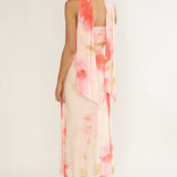 Carrisa One-Sleeve Maxi Dress Floral Pink