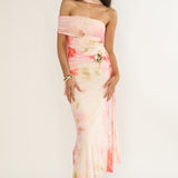 Carrisa One-Sleeve Maxi Dress Floral Pink