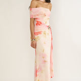 Carrisa One-Sleeve Maxi Dress Floral Pink