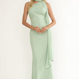 Ilyse Neck Scarf One-Shoulder Maxi Dress Mint