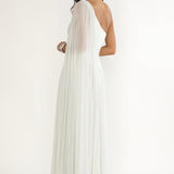Zorina One-Shoulder Drape Maxi Dress Silver