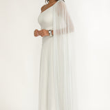 Zorina One-Shoulder Drape Maxi Dress Silver