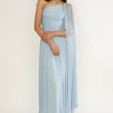 Zorina One-Shoulder Drape Maxi Dress Blue