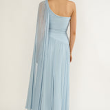 Zorina One-Shoulder Drape Maxi Dress Blue