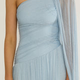 Zorina One-Shoulder Drape Maxi Dress Blue