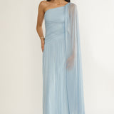 Zorina One-Shoulder Drape Maxi Dress Blue