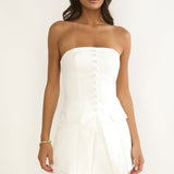 Ilara Strapless Longline Top White